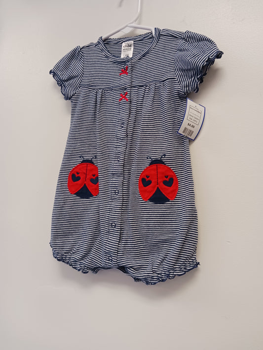 Navy/Red Ladybug Carters Short One Piece, 12M G