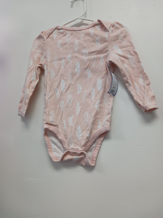 Pink/White Feather Cloud Island Longsleeve Onesie, 18M G