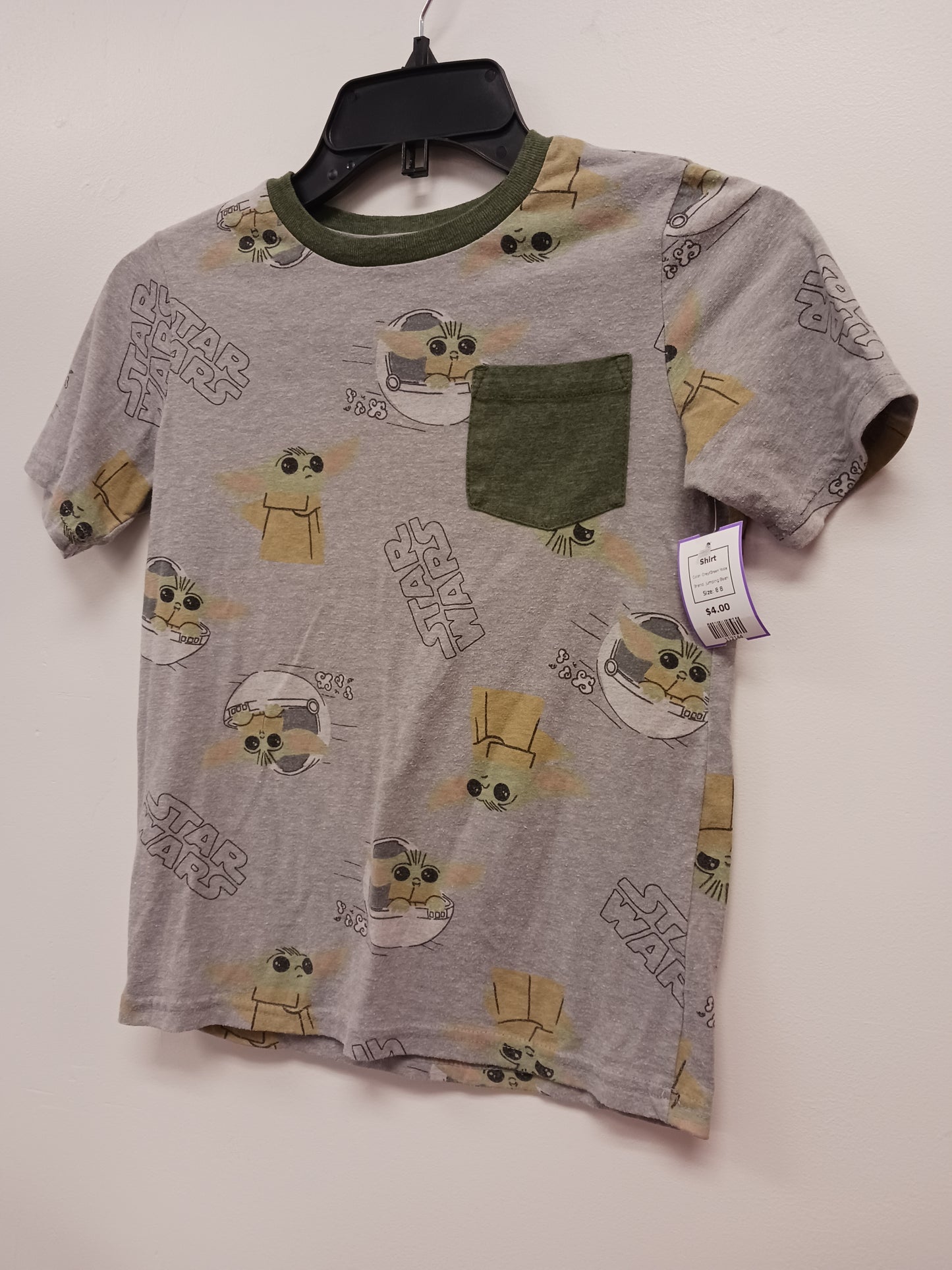 Grey/Green Yoda Jumping Bean Shirt, 8 B