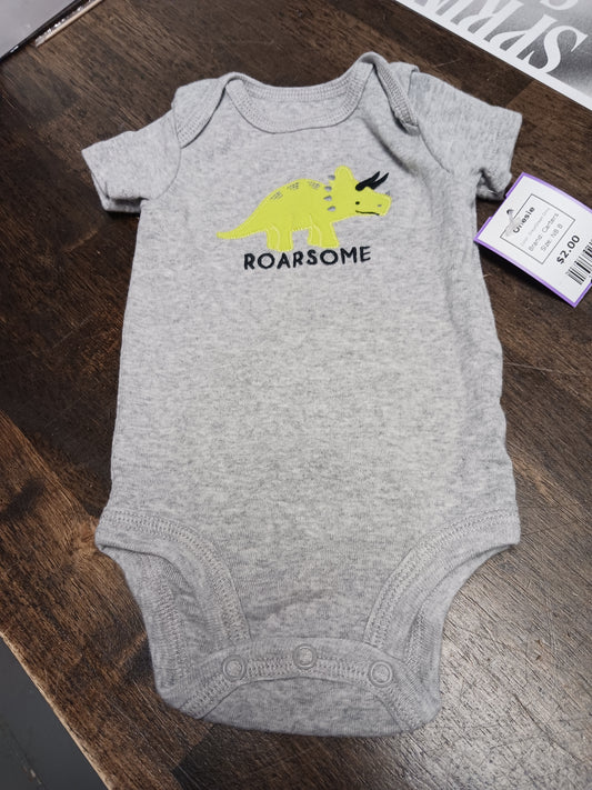 Grey/Green Dino Carters Onesie, NB B
