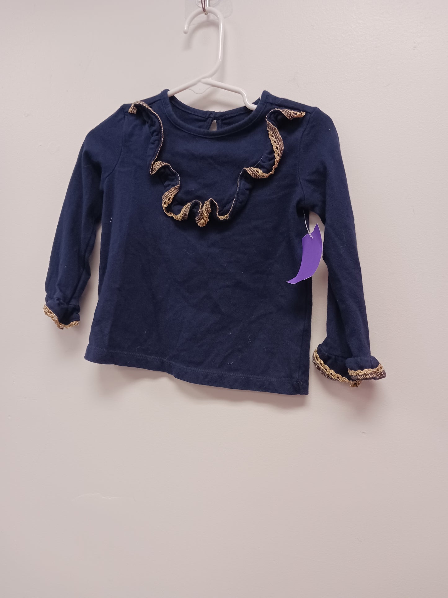 blue Janie & Jack Long Sleeve Ruffle Shirt 12-18m, 12M G