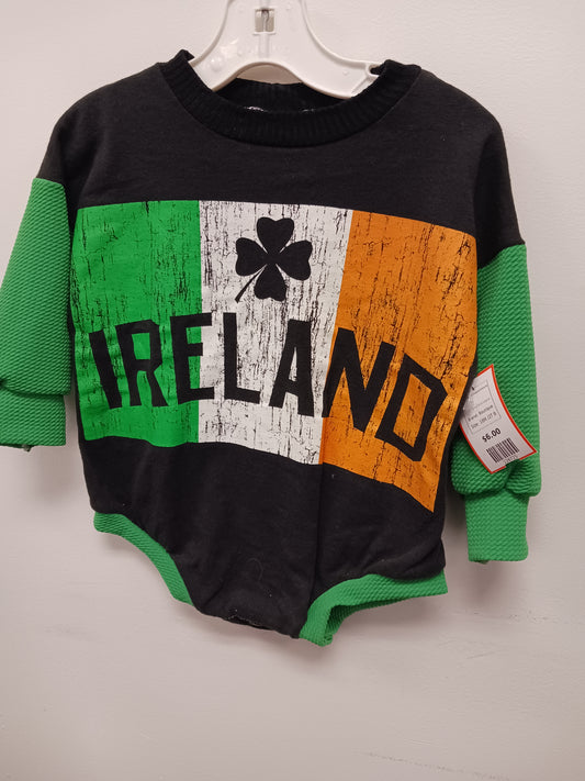 green/black/gold Boutique Long Sleeve Ireland Onesie, 18M /2T B