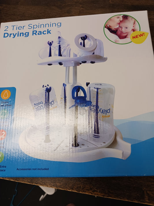 white/blue Playtex 2 Tier Spinning Drying Rack