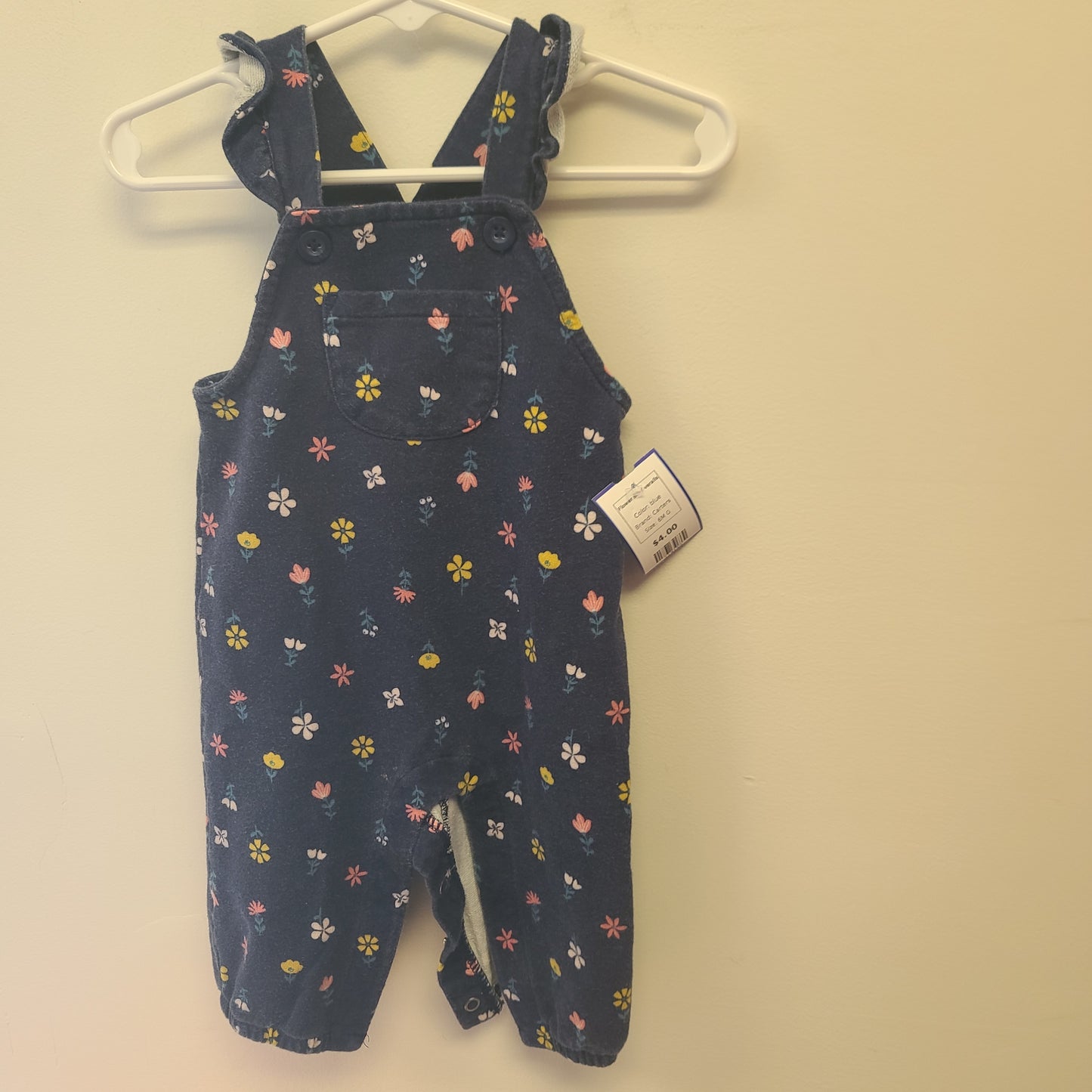 blue Carters Flower Bib Overalls, 6M G