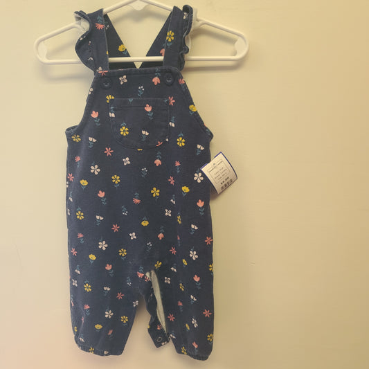 blue Carters Flower Bib Overalls, 6M G
