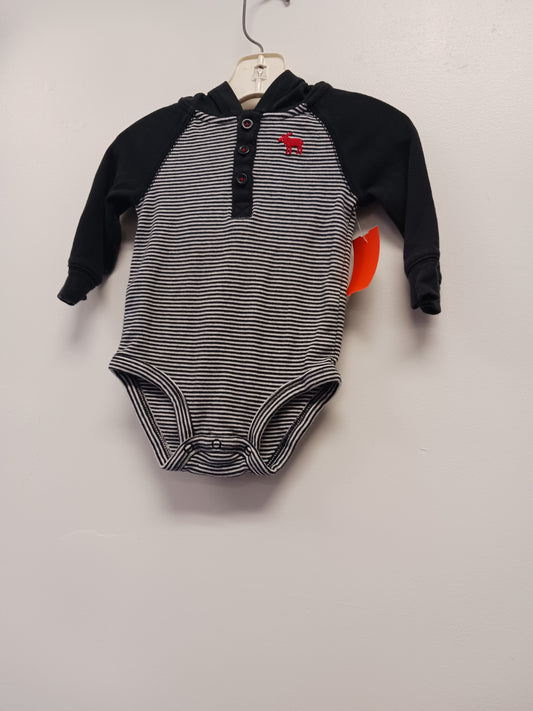 Blue Carters Long Sleeve Hooded Stripe Onesie, 6M B