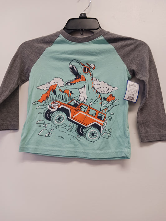 Blue/Grey Dino Jumping Bean Longsleeve Shirt, 4T B