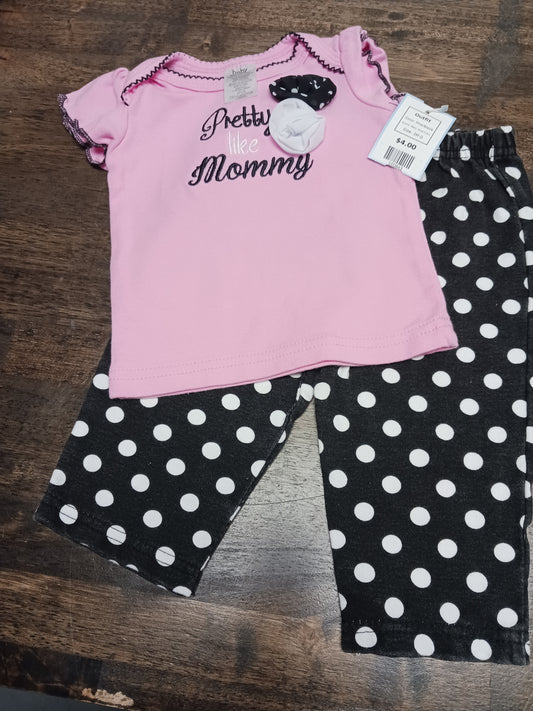 Pink/Black Baby Essentials Outfit, 3M G