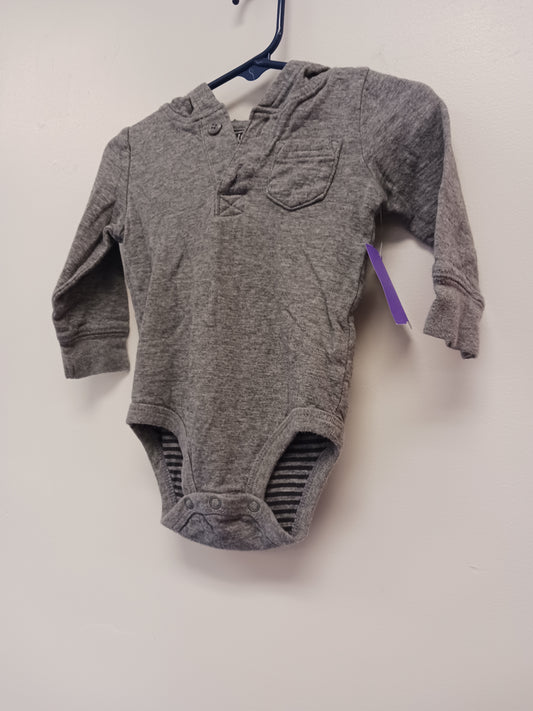 Grey OshKosh Hooded Longsleeve Onesie, 9M B