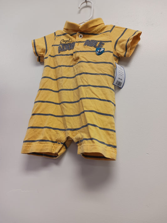 Yellow Carters One Piece Stripe Shorts, 6M B