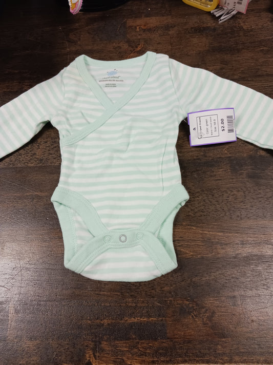 green Cloud Island LS Striped Onesie, NB B