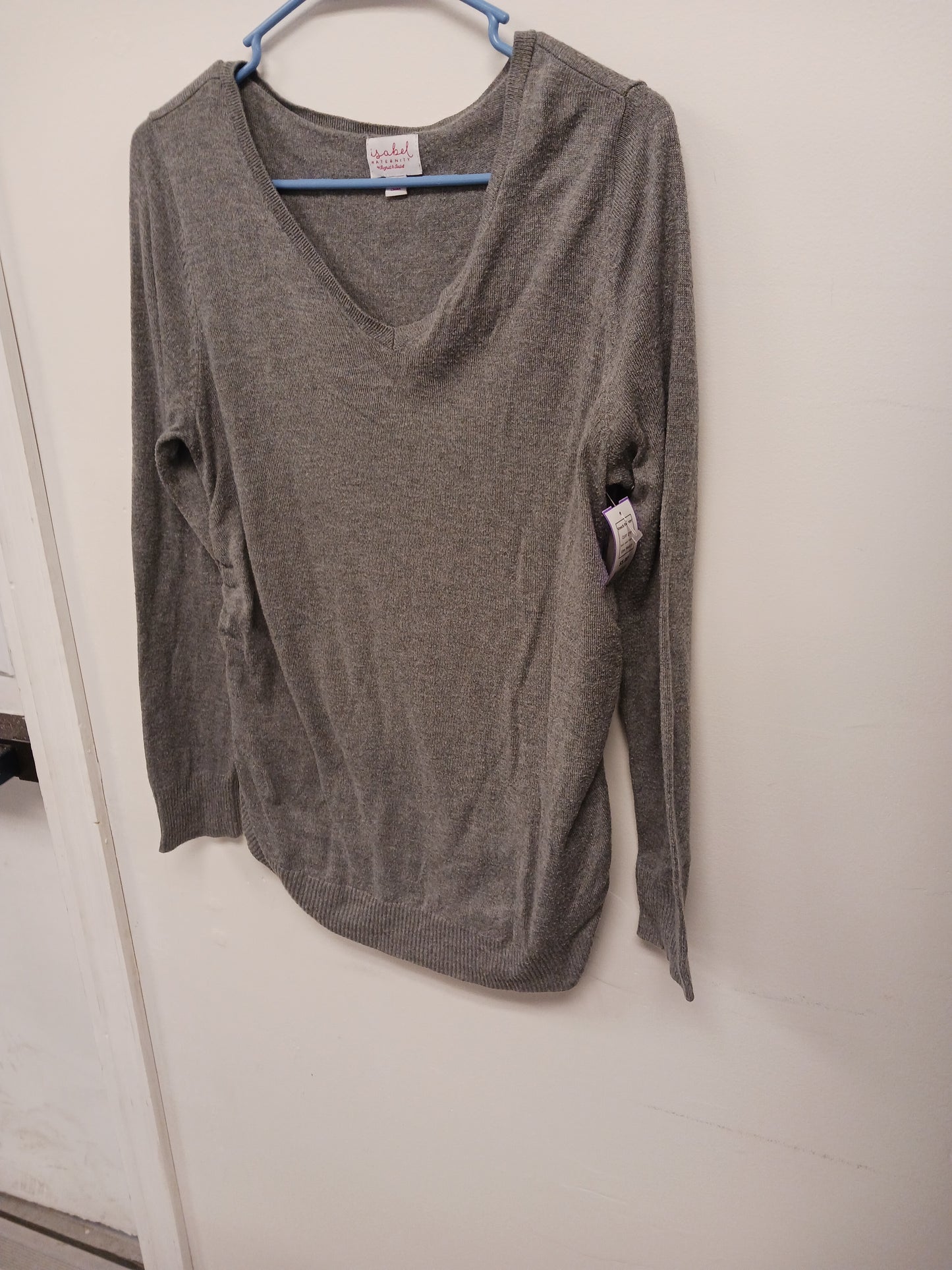 grey Isabel Maternity Vneck Sweater, Medium