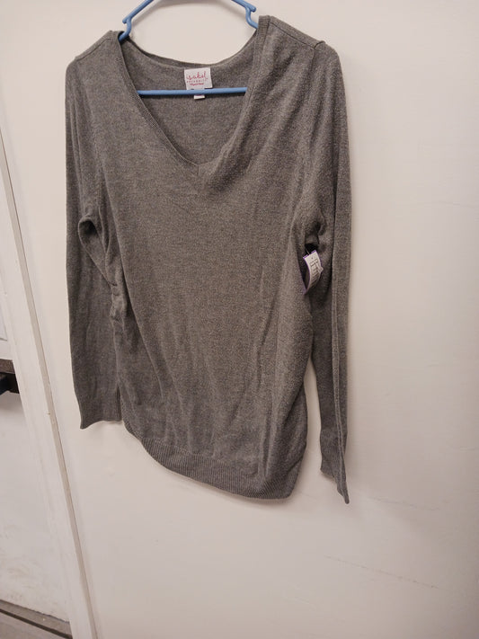 grey Isabel Maternity Vneck Sweater, Medium