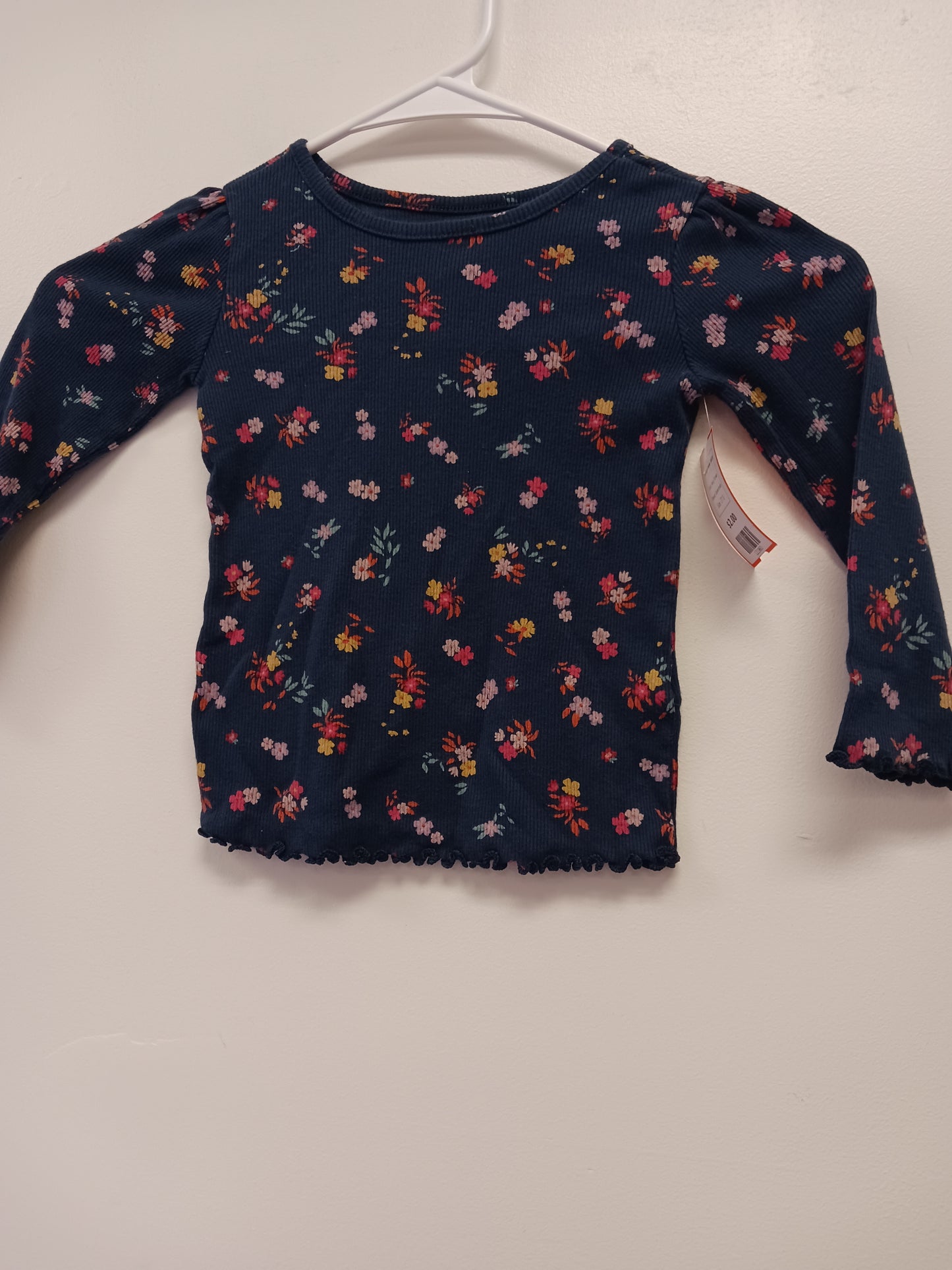 Navy Flower Garanimals Longsleeve Shirt, 2T G