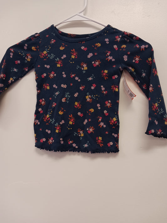 Navy Flower Garanimals Longsleeve Shirt, 2T G