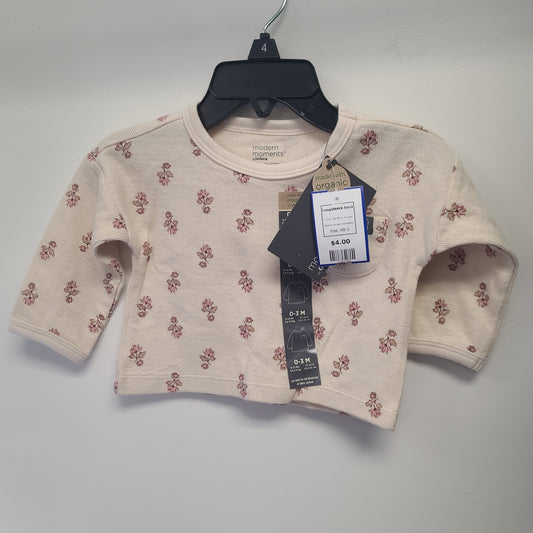 Tan/Pink Flower Modern Moments Longsleeve Shirt, NB G
