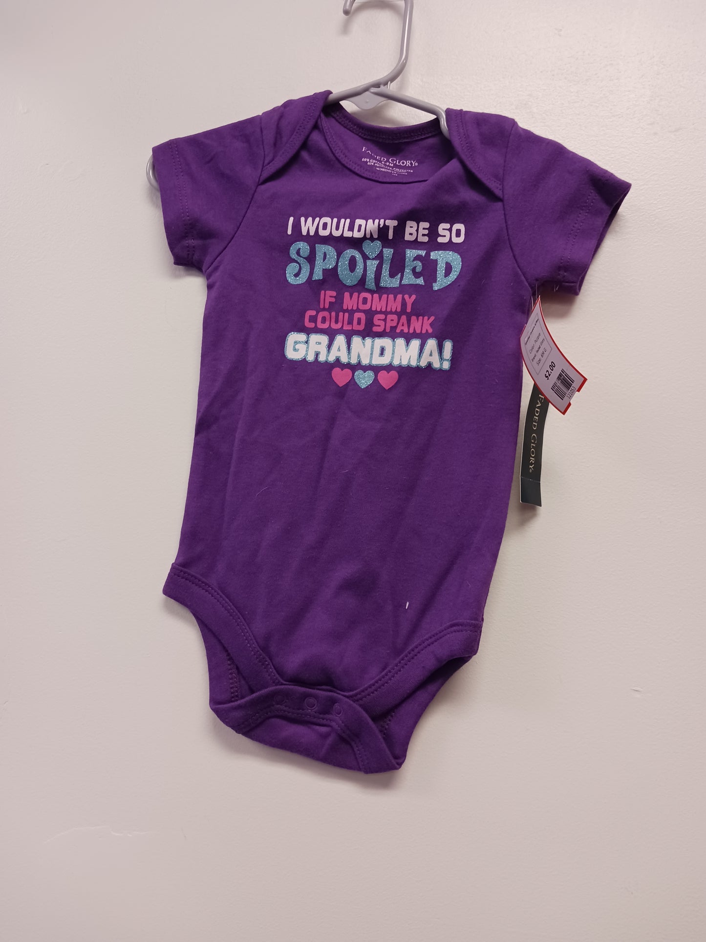 Purple Faded Glory Spoiled Onesie 6/9m, 6M G