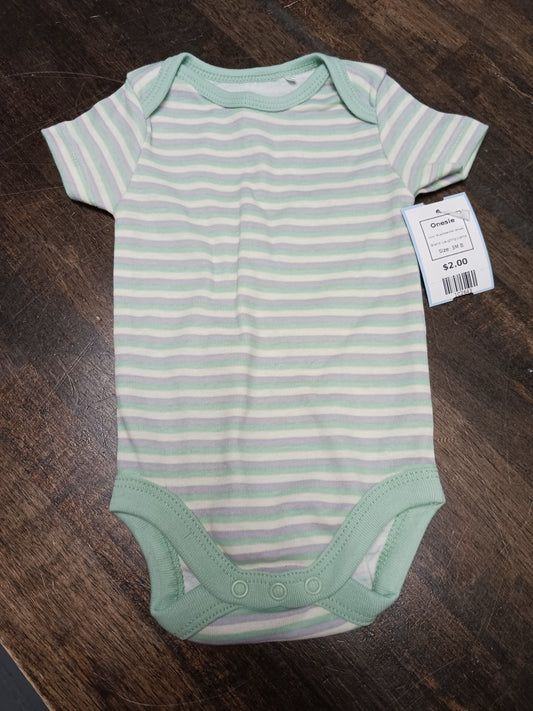 Blue/Green/Tan Striped Laughing Llama Onesie, 3M B