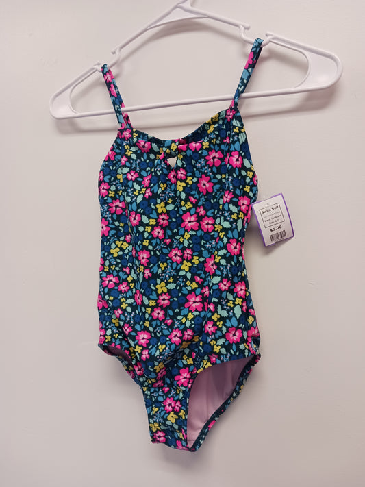 Navy/Colorful Flower Cat & Jack Swim Suit, 6 G