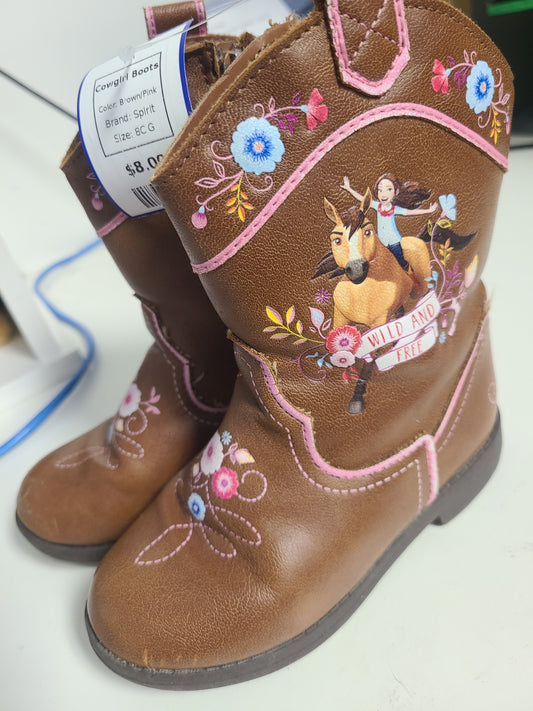 Brown/Pink Spirit Cowgirl Boots, 8C G