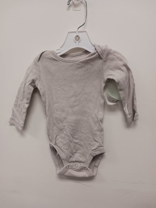 Grey/White Striped Carters Longsleeve Onesie, 6M B
