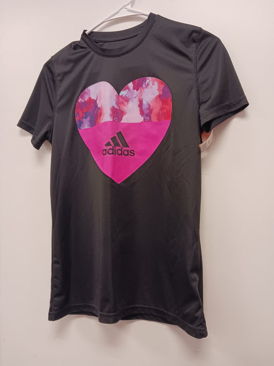Black/Pink Heart Adidas Shirt, 16 G