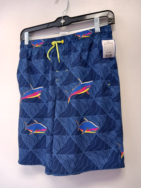 Blue/Colorful Sharks Wonder Nation Swim Trunks, 10 B