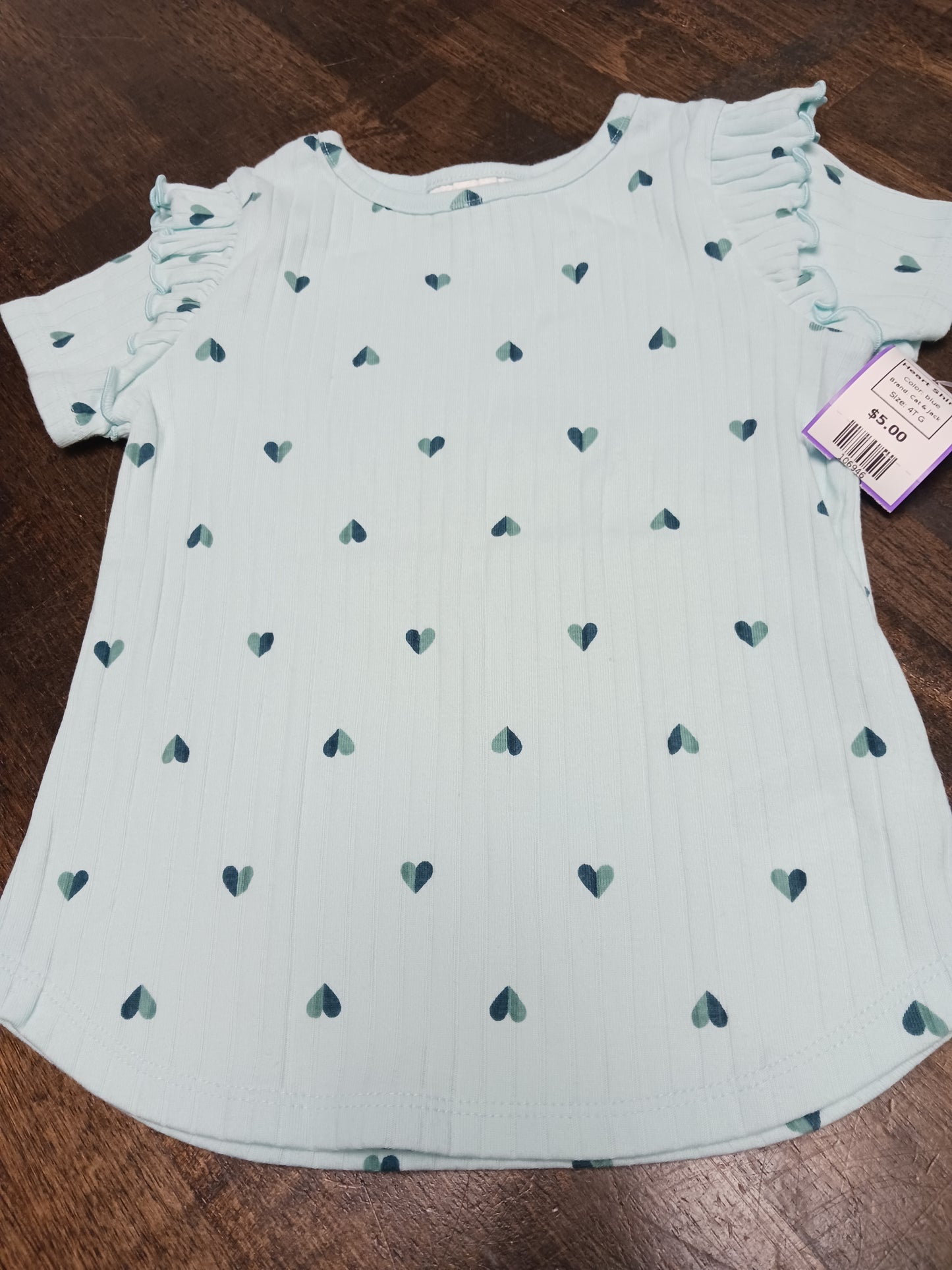 blue Cat & Jack Heart Shirt, 4T G