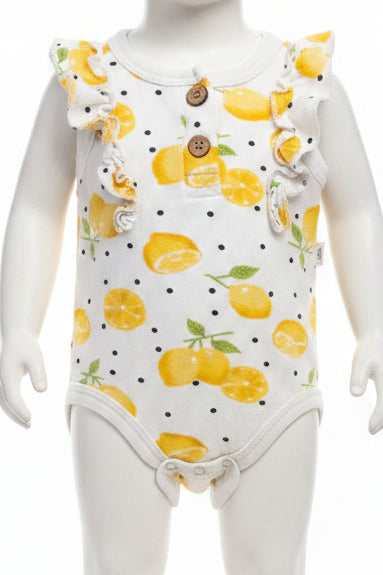 White/Yellow Lemon Bloomin Baby Onesie, NB G