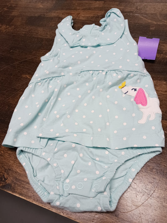 Blue/White Polka Dot Carters Dress, 12M G