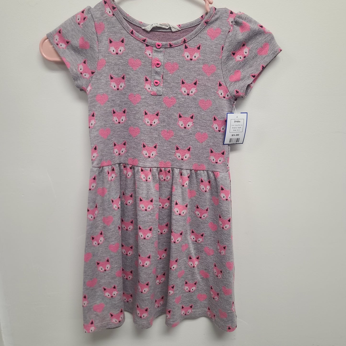 Grey/Pink Fox H&M Dress, 6 G