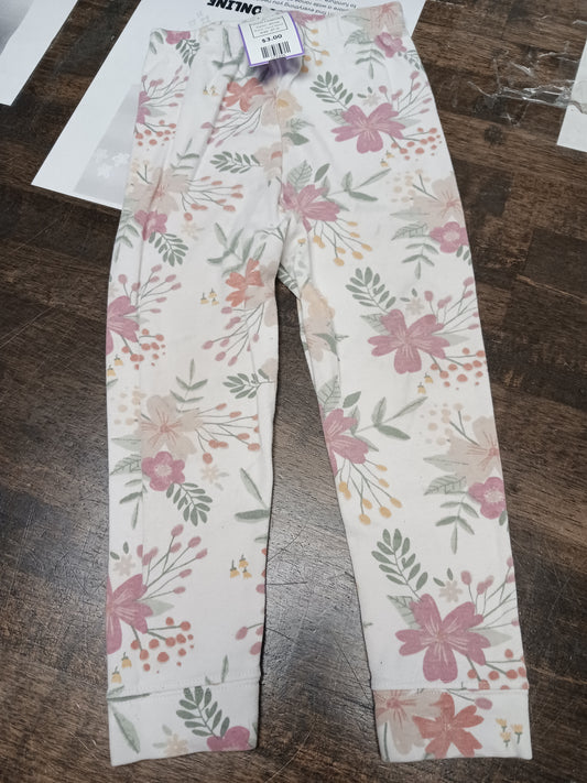 white Cloud Island Flower Leggings, 2T G