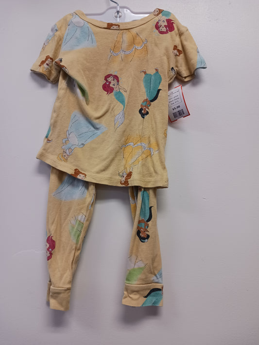 yellow Disney 2 Piece Princess PJS, 4T G