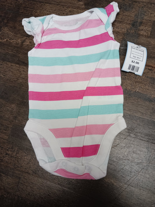 Pink/White/Blue Striped Childrens Place Tank Top Onesie, NB G