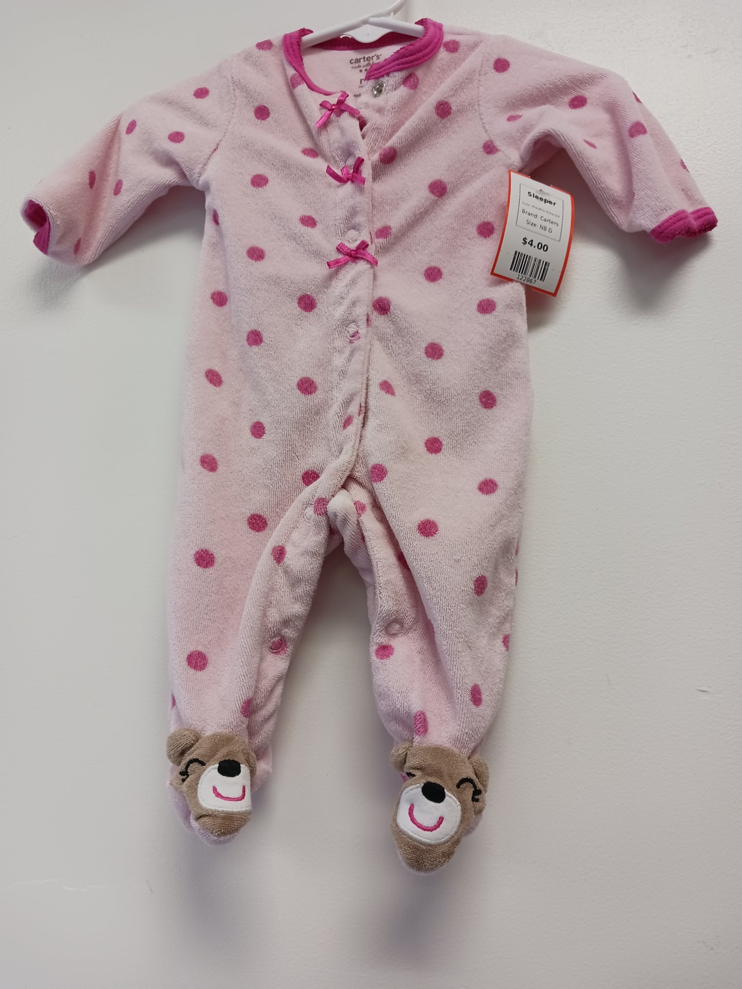 Pink/Pink Polka Dot Carters Sleeper, NB G