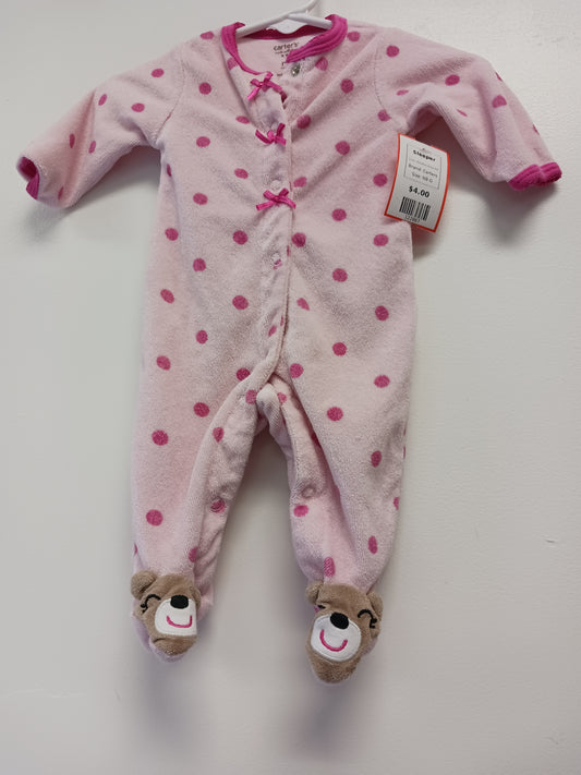 Pink/Pink Polka Dot Carters Sleeper, NB G