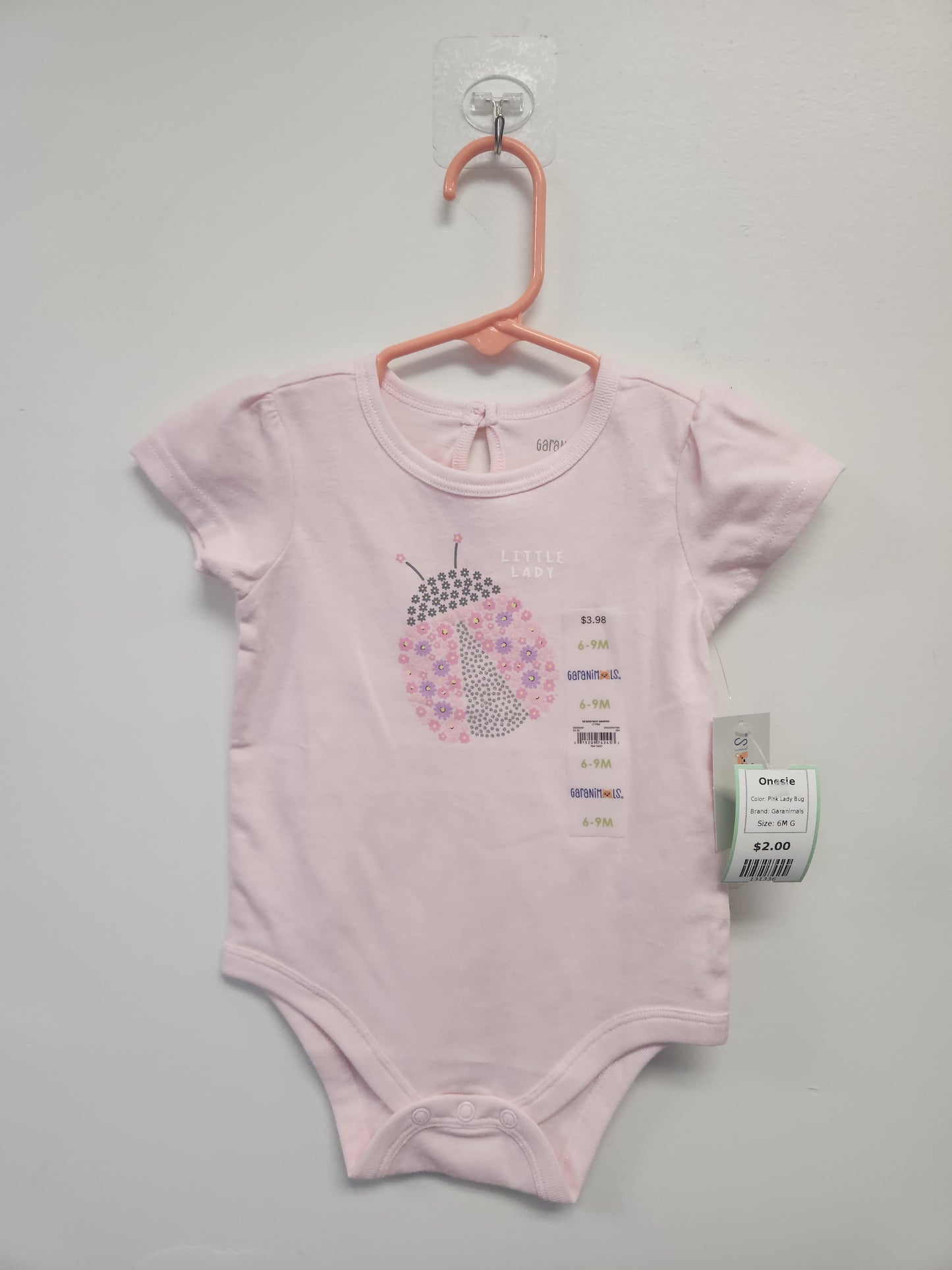 Pink Lady Bug Garanimals Onesie, 6M G