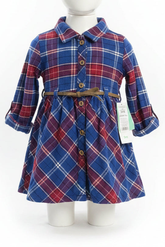 Red/Blue Flannel Carters Dress, 9M G