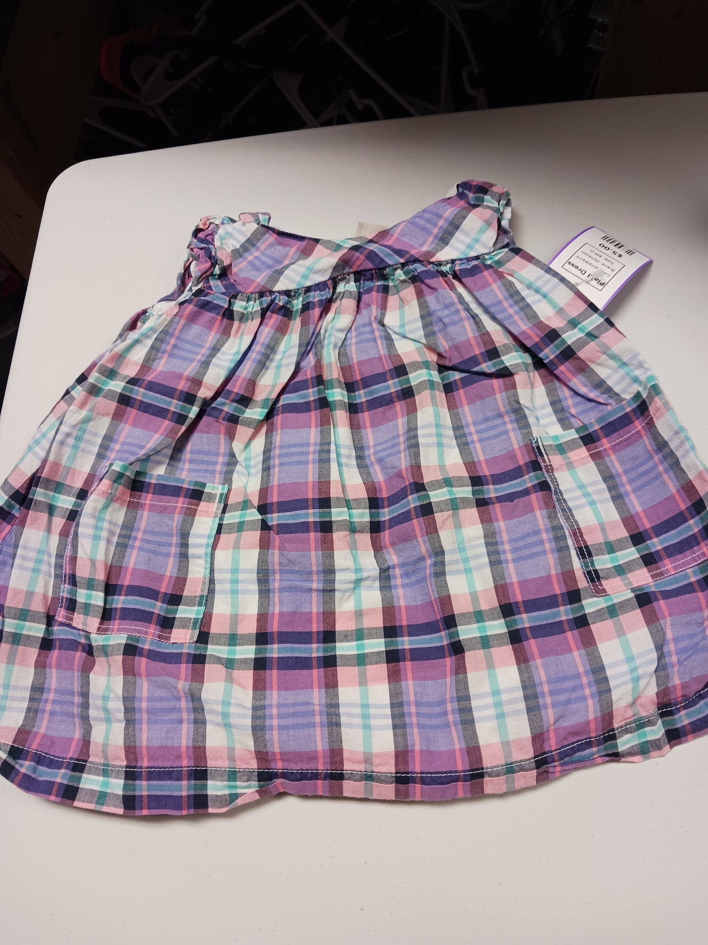 purple/pink OshKosh Plaid Dress, 6M G