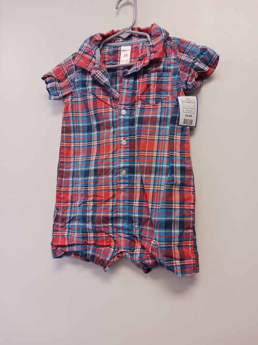 Red/Blue Plaid Carters Short One Piece, 2T B