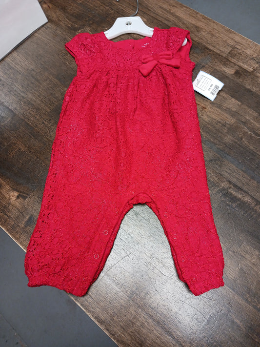 Red Lace Cat & Jack Pant One Piece, 6-9M G