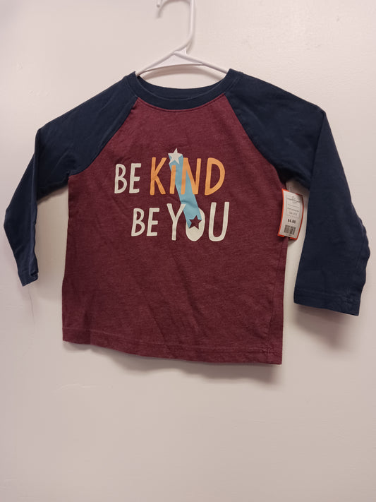 Burgandy/Navy Be Kind Be You Jumping Bean Longsleeve Shirt, 3T B