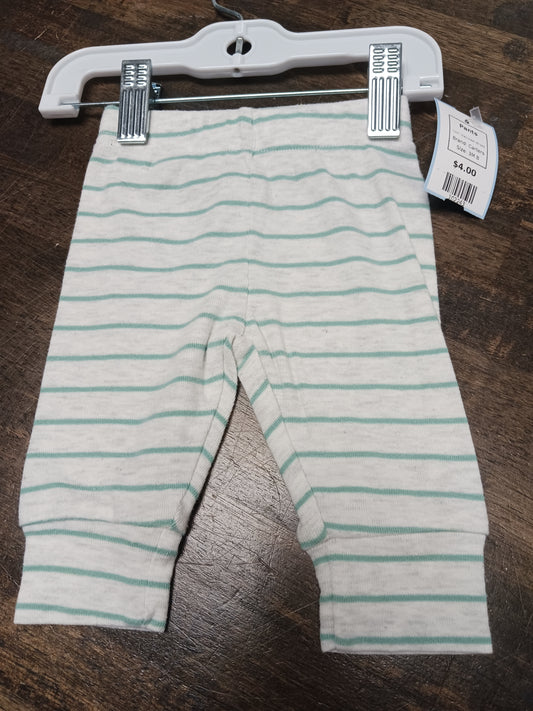 Grey/Green Striped Carters Pants, 3M B