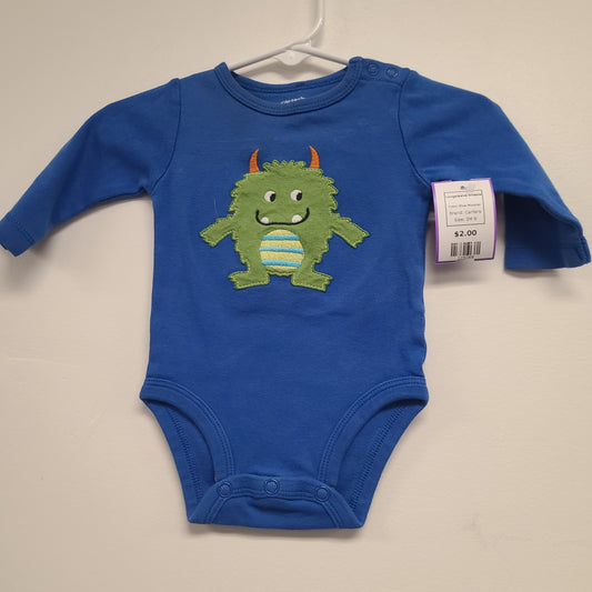 Blue Monster Carters Longsleeve Onesie, 3M B