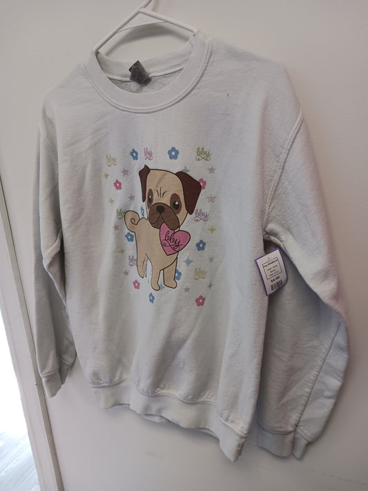 white  Pug Sweatshirt, 12 G