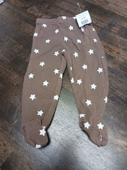 Brown/White Star Carters Footed Pants, 6M B