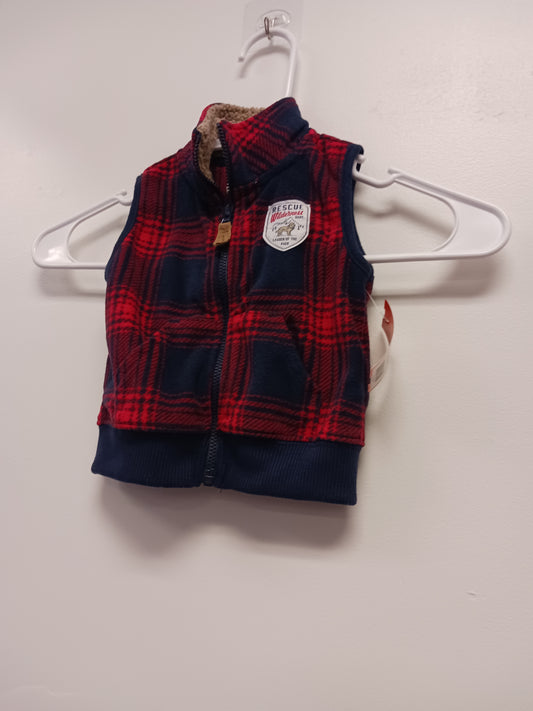 Red/Navy Plaid Carters Vest, 6M B