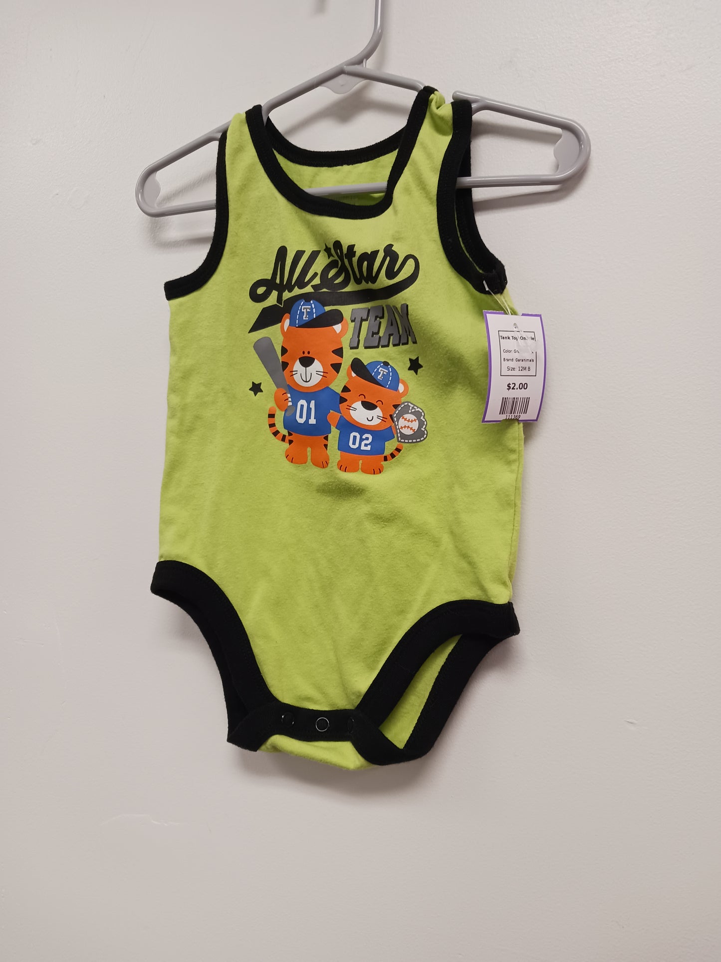 Green/Black Garanimals Tank Top Onesie, 12M B