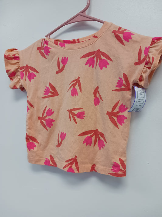 Orange/Pink Flower Cat & Jack Shirt, 3T G