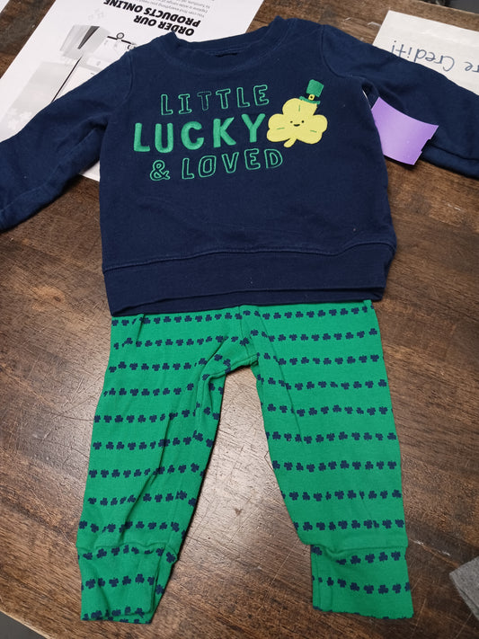 Navy/Green St Patricks Day Carters Outfit, 9M B